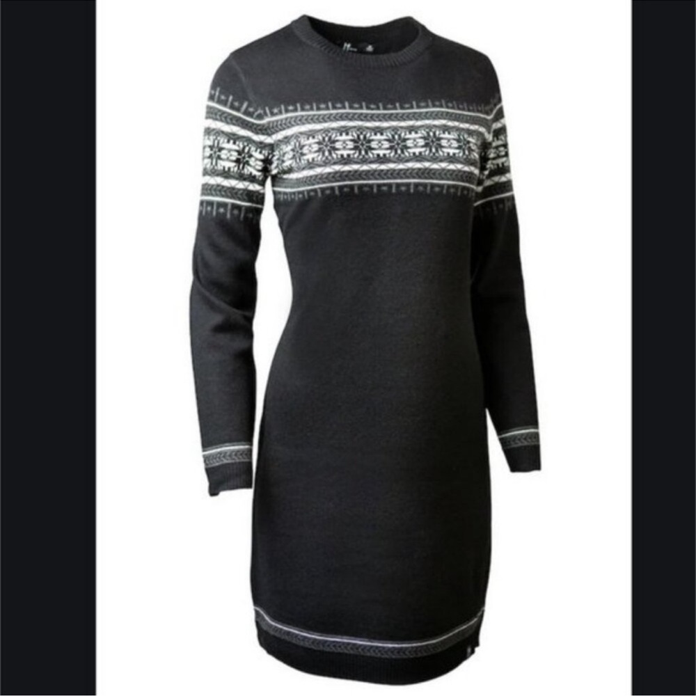 Neve Black Fair Isle  Long Sleeve Sweater Dress Size Medium